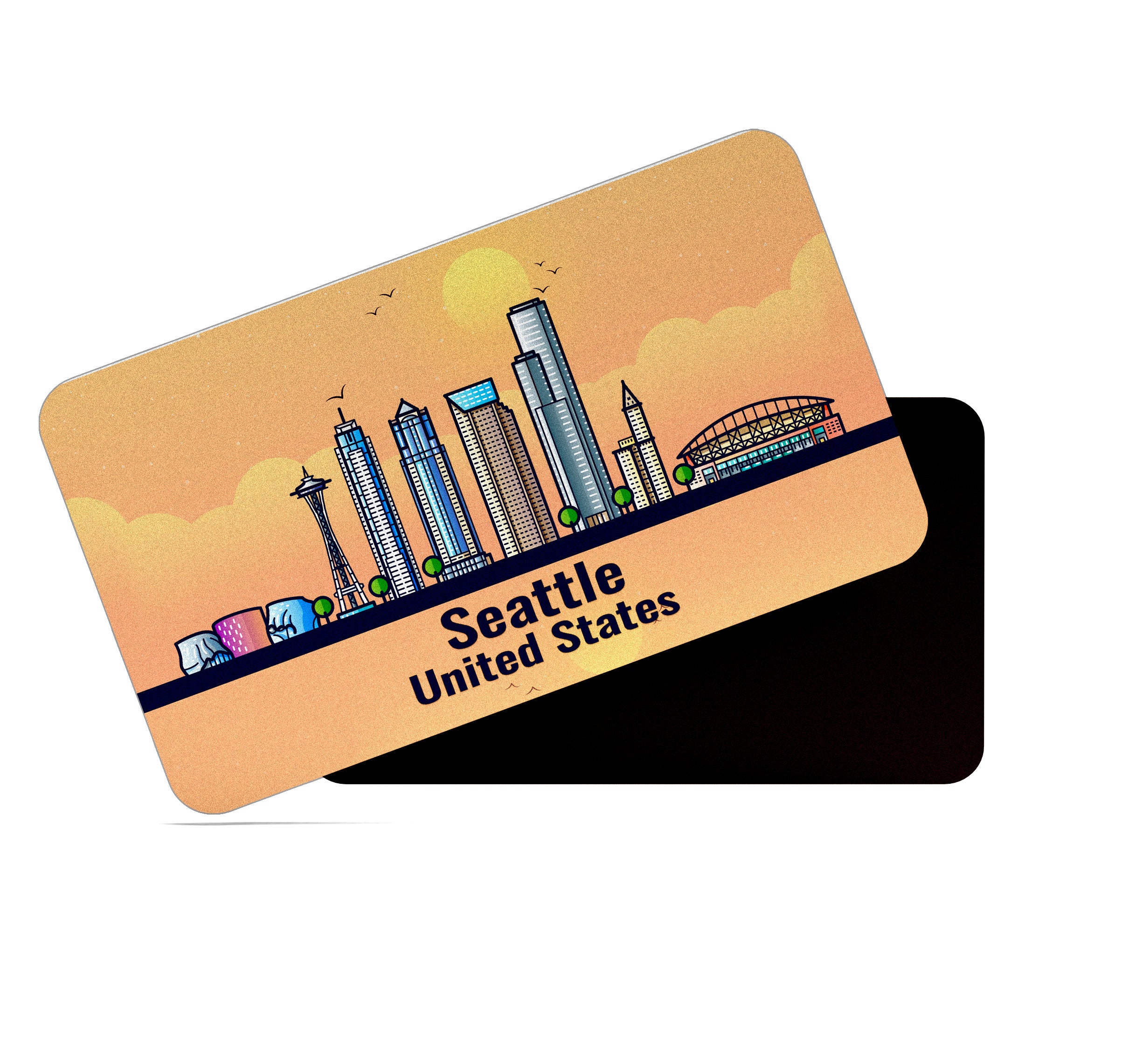 dhcrafts Rectangular Fridge Magnet Orange United States Seattle Design Pack of 1 (8.6cm x 5.4cm)